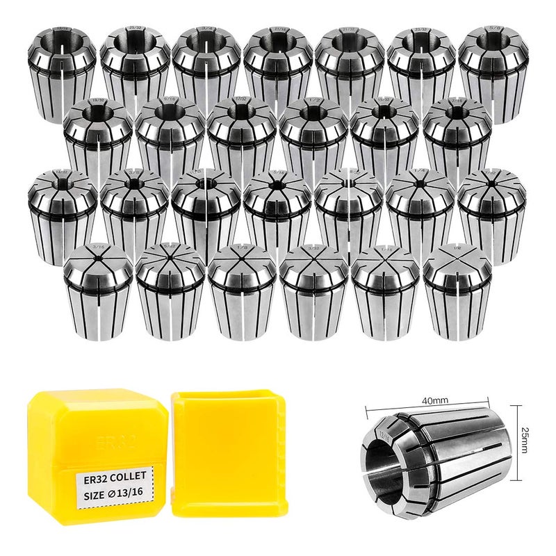 SILIVN 26PCS ER32 Spring Collet Set for CNC Engraving Machine & Milling Lathe Tool Workholding Engraving Collets - Image 1